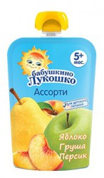 Пюре Бабушкино лукошко яблоко груша персик без сахара с 5 мес 90 г