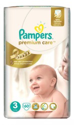 Подгузники 60 шт. Pampers премиум кеа миди 5-9 кг