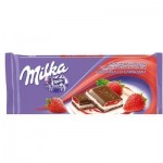 Шоколад, Milka (Милка) 90 г №20 клубника со сливками молочный