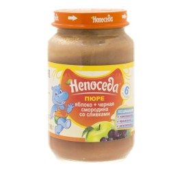 Пюре Непоседа яблоко черная смородина сливки с сахаром с 6 мес 190 г