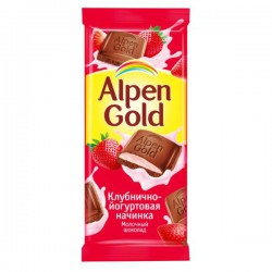 Шоколад, Alpen Gold (Альпен гольд) 90 г клубника с йогуртом молочный