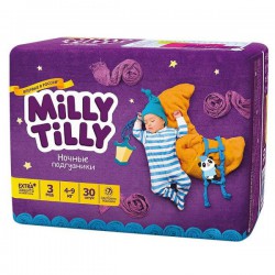 Подгузники 30 шт. Milly Tilly Миди 3 ночные 4-9 кг