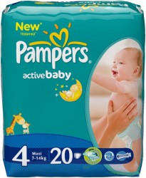 Подгузники 20 шт. Pampers актив беби макси 7-14 кг р. 4