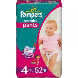 Подгузники-трусики для девочек 52 шт. Pampers актив герл макси 9-14 кг