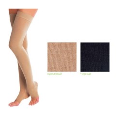 Чулки компрессионные кругловязаные до бедра 3 класс компрессии с открытым мыском пара р. 1