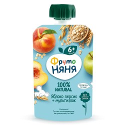 Пюре Фрутоняня яблоко персик злаки с 6 мес 90 г