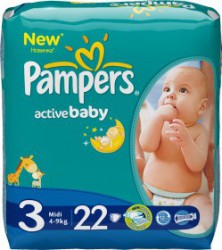 Подгузники 22 шт. Pampers беби драй экстра миди 4-9 кг р. 3